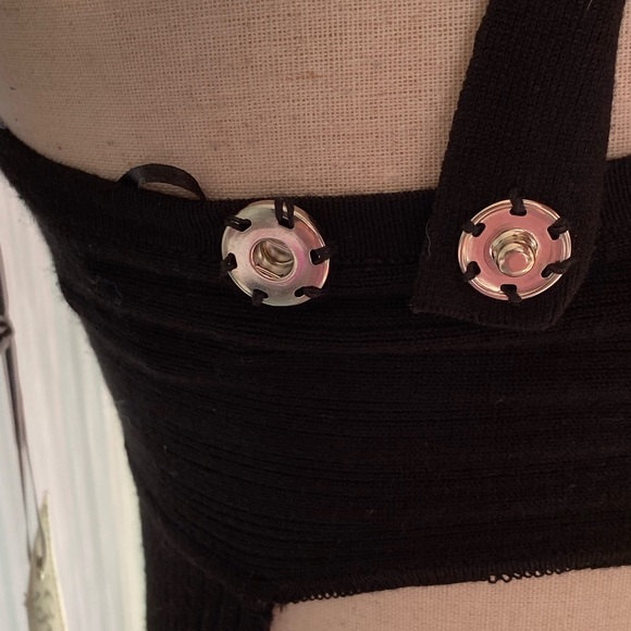 Guess Jeans Black Knitted Open Back Ribbed Dress NWT - Picture 8 of 15